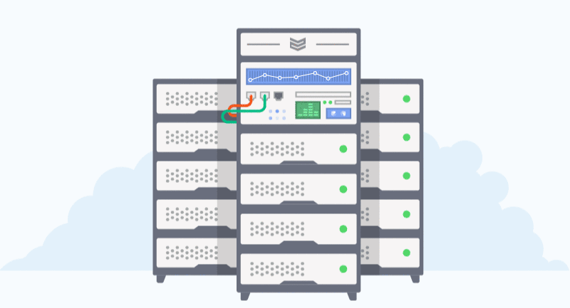 An illustration of a virtual landlines website hosting rack